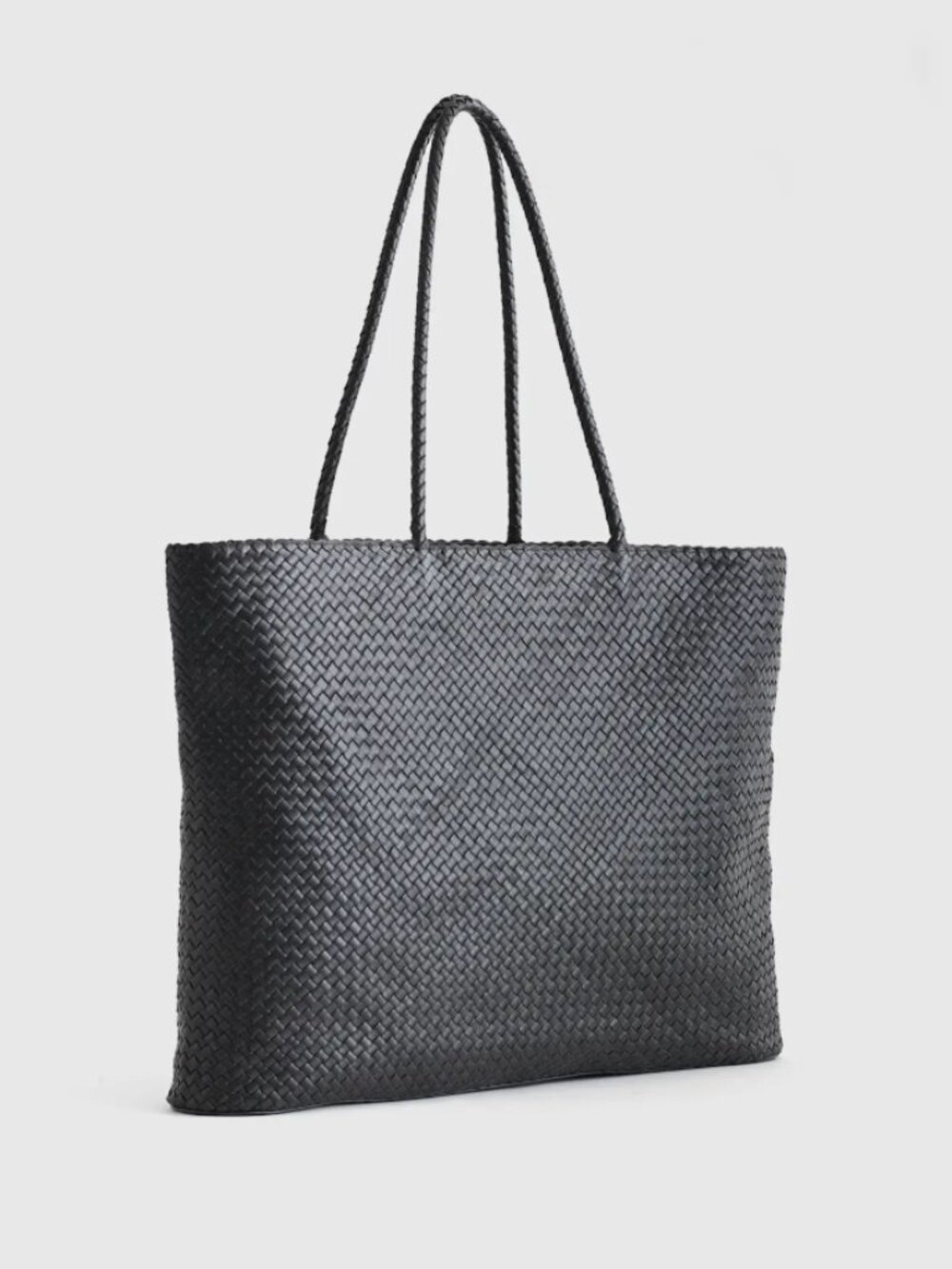 Woven Leather Tote, Black